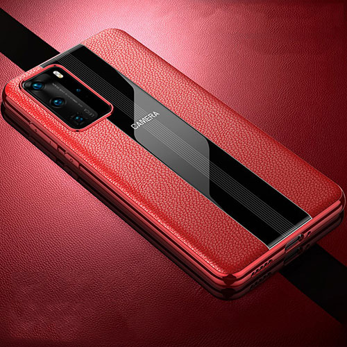 Soft Silicone Gel Leather Snap On Case Cover S06 for Huawei P40 Pro Red