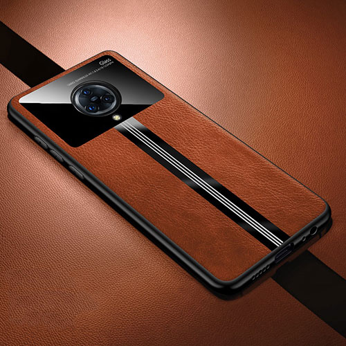 Soft Silicone Gel Leather Snap On Case Cover S06 for Vivo Nex 3 Brown