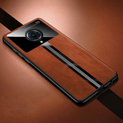 Soft Silicone Gel Leather Snap On Case Cover S06 for Vivo Nex 3S Brown