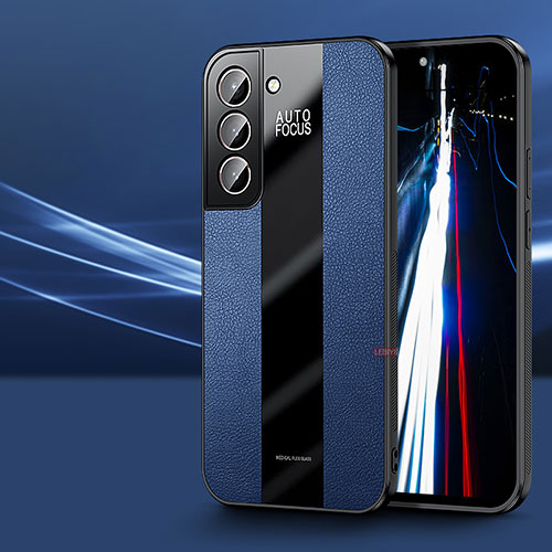 Soft Silicone Gel Leather Snap On Case Cover S07 for Samsung Galaxy S22 5G Blue