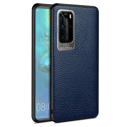 Soft Silicone Gel Leather Snap On Case Cover S08 for Huawei P40 Pro Blue