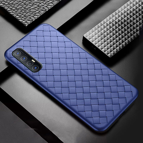 Soft Silicone Gel Leather Snap On Case Cover S08 for Oppo Find X2 Neo Blue