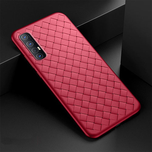 Soft Silicone Gel Leather Snap On Case Cover S08 for Oppo Find X2 Neo Red