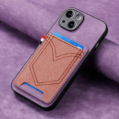 Soft Silicone Gel Leather Snap On Case Cover SD1 for Apple iPhone 13 Clove Purple