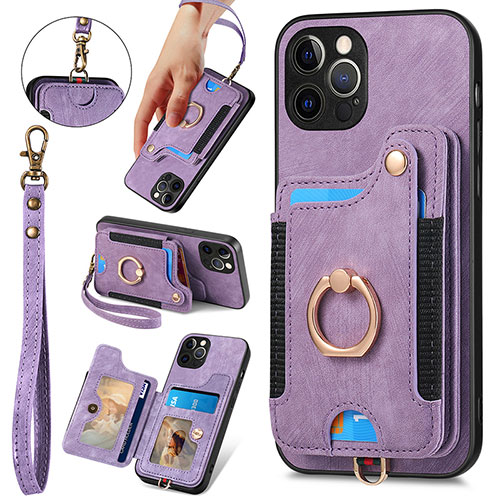 Soft Silicone Gel Leather Snap On Case Cover SD1 for Apple iPhone 13 Pro Max Clove Purple