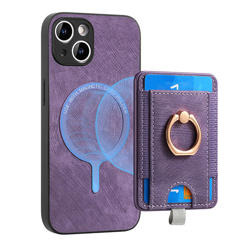 Soft Silicone Gel Leather Snap On Case Cover SD1 for Apple iPhone 14 Clove Purple