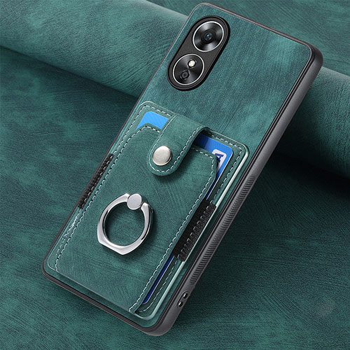 Soft Silicone Gel Leather Snap On Case Cover SD1 for Oppo A17 Green