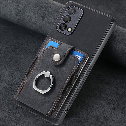 Soft Silicone Gel Leather Snap On Case Cover SD1 for Oppo A74 4G Black