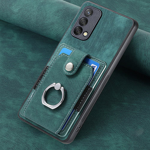 Soft Silicone Gel Leather Snap On Case Cover SD1 for Oppo A74 4G Green