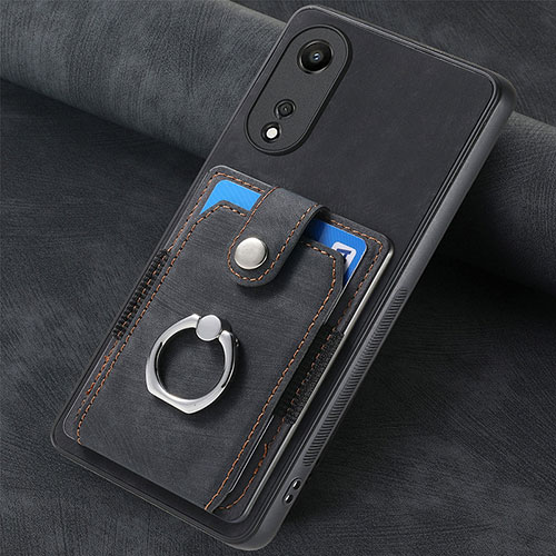 Soft Silicone Gel Leather Snap On Case Cover SD1 for Oppo A78 5G Black