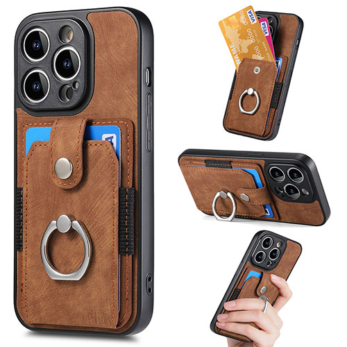 Soft Silicone Gel Leather Snap On Case Cover SD12 for Apple iPhone 13 Pro Max Brown