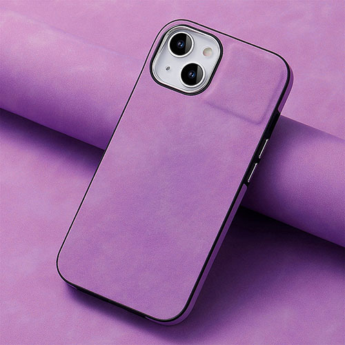 Soft Silicone Gel Leather Snap On Case Cover SD13 for Apple iPhone 13 Clove Purple
