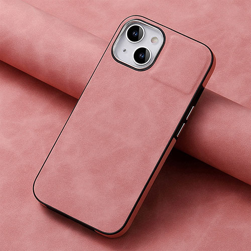 Soft Silicone Gel Leather Snap On Case Cover SD13 for Apple iPhone 13 Pink