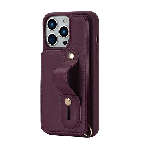Soft Silicone Gel Leather Snap On Case Cover SD14 for Apple iPhone 14 Pro Max Red Wine