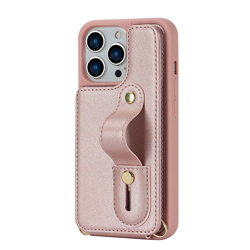 Soft Silicone Gel Leather Snap On Case Cover SD14 for Apple iPhone 14 Pro Max Rose Gold