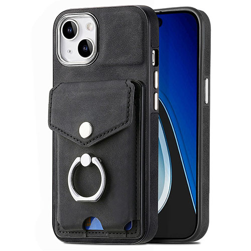 Soft Silicone Gel Leather Snap On Case Cover SD16 for Apple iPhone 13 Black