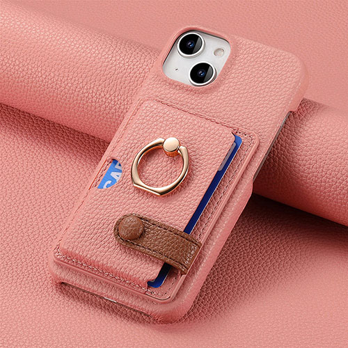 Soft Silicone Gel Leather Snap On Case Cover SD17 for Apple iPhone 14 Plus Rose Gold