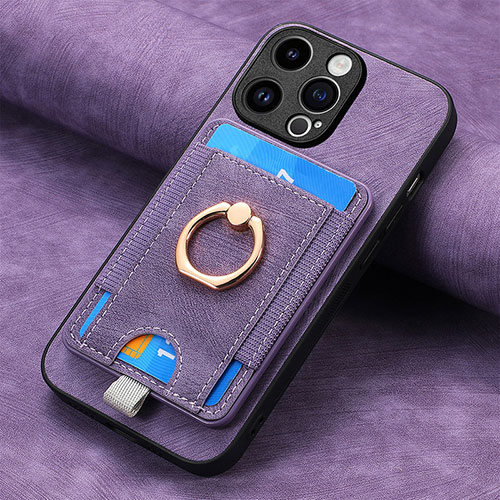 Soft Silicone Gel Leather Snap On Case Cover SD18 for Apple iPhone 14 Pro Clove Purple