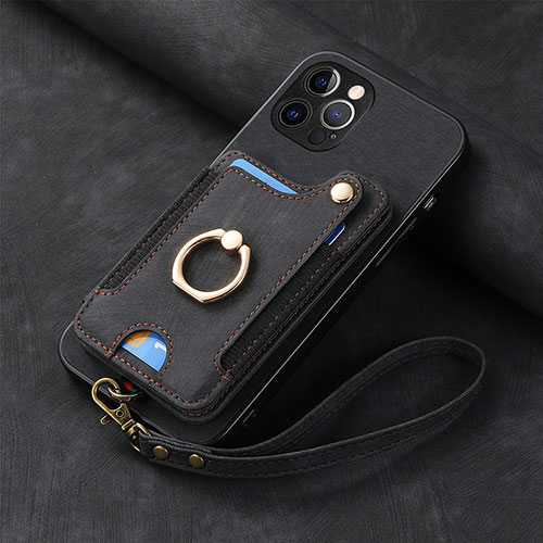 Soft Silicone Gel Leather Snap On Case Cover SD2 for Apple iPhone 13 Pro Max Black
