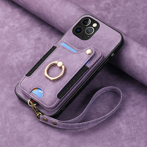 Soft Silicone Gel Leather Snap On Case Cover SD2 for Apple iPhone 13 Pro Max Clove Purple