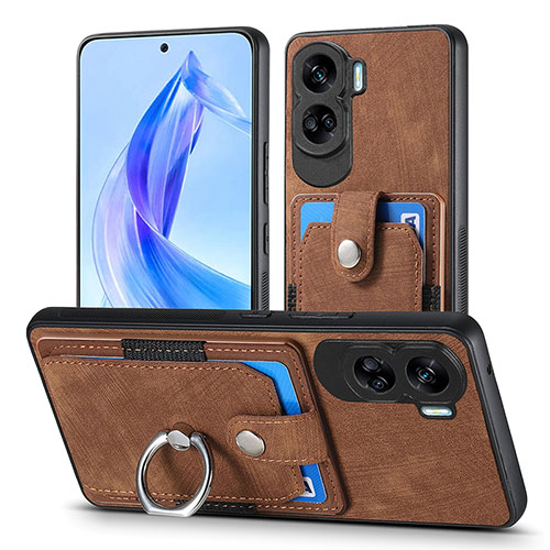 Soft Silicone Gel Leather Snap On Case Cover SD2 for Huawei Honor 90 Lite 5G Brown