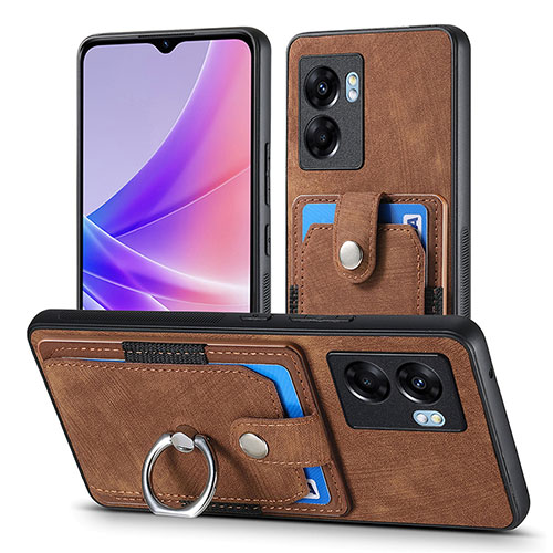 Soft Silicone Gel Leather Snap On Case Cover SD2 for OnePlus Nord N300 5G Brown