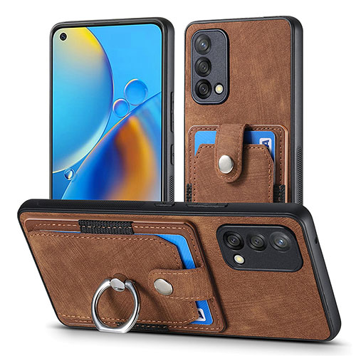 Soft Silicone Gel Leather Snap On Case Cover SD2 for Oppo A74 4G Brown
