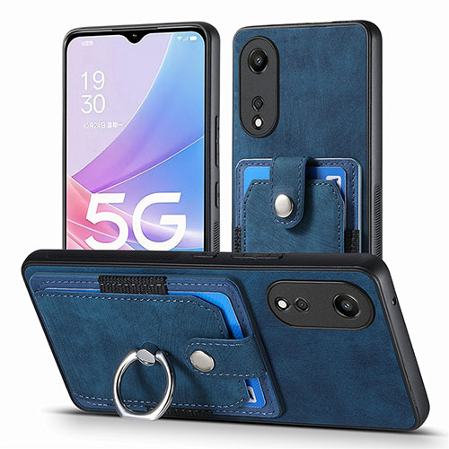Soft Silicone Gel Leather Snap On Case Cover SD2 for Oppo A78 5G Blue