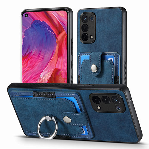 Soft Silicone Gel Leather Snap On Case Cover SD2 for Oppo A93 5G Blue