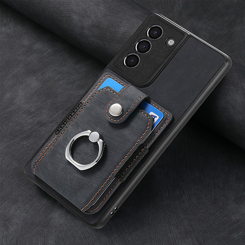 Soft Silicone Gel Leather Snap On Case Cover SD2 for Samsung Galaxy S21 FE 5G Black