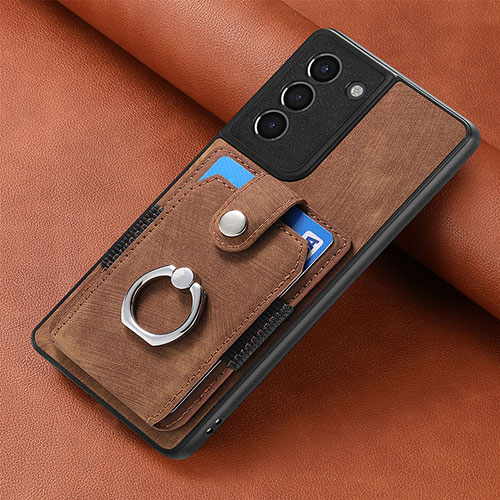 Soft Silicone Gel Leather Snap On Case Cover SD2 for Samsung Galaxy S21 FE 5G Brown