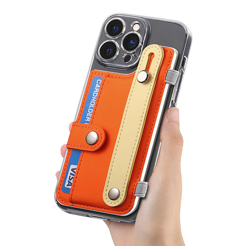 Soft Silicone Gel Leather Snap On Case Cover SD3 for Apple iPhone 14 Pro Max Orange
