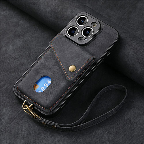 Soft Silicone Gel Leather Snap On Case Cover SD4 for Apple iPhone 14 Pro Black