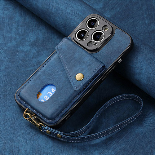 Soft Silicone Gel Leather Snap On Case Cover SD4 for Apple iPhone 14 Pro Max Blue