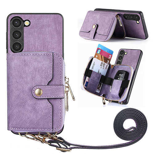 Soft Silicone Gel Leather Snap On Case Cover SD4 for Samsung Galaxy S22 5G Clove Purple