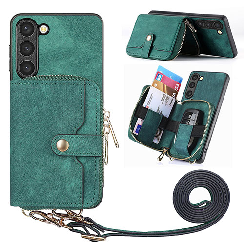 Soft Silicone Gel Leather Snap On Case Cover SD4 for Samsung Galaxy S22 Plus 5G Green