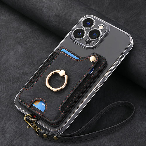 Soft Silicone Gel Leather Snap On Case Cover SD5 for Apple iPhone 14 Pro Black