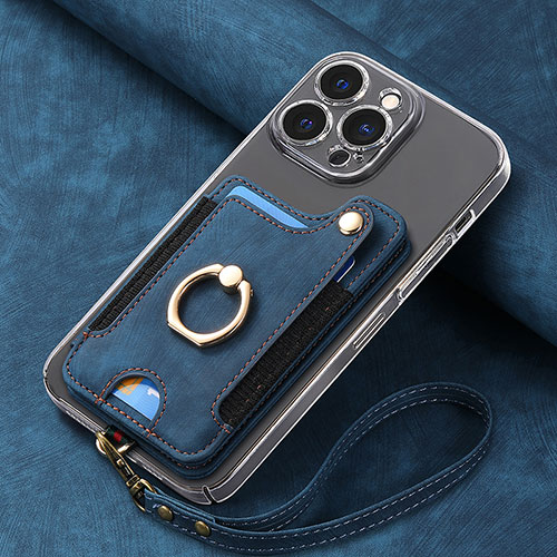 Soft Silicone Gel Leather Snap On Case Cover SD5 for Apple iPhone 14 Pro Max Blue