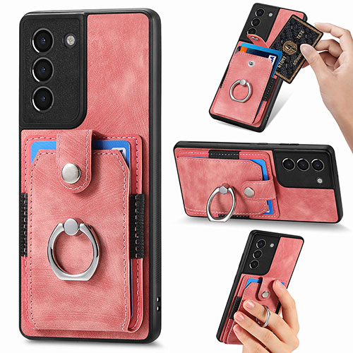 Soft Silicone Gel Leather Snap On Case Cover SD5 for Samsung Galaxy S21 FE 5G Pink