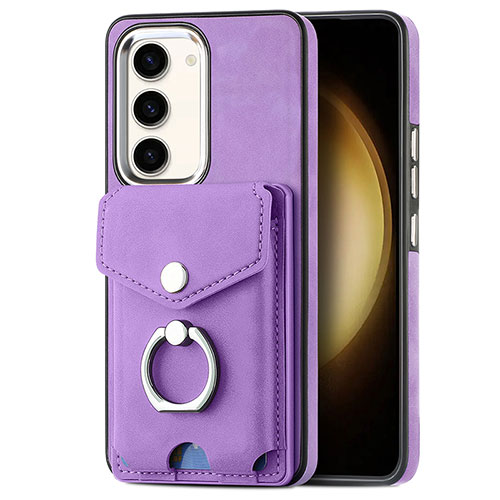 Soft Silicone Gel Leather Snap On Case Cover SD7 for Samsung Galaxy S22 Plus 5G Clove Purple