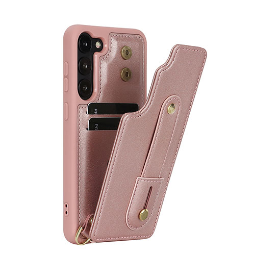 Soft Silicone Gel Leather Snap On Case Cover SY1 for Samsung Galaxy S23 5G Rose Gold
