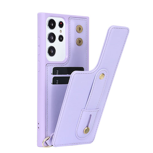 Soft Silicone Gel Leather Snap On Case Cover SY1 for Samsung Galaxy S23 Ultra 5G Purple