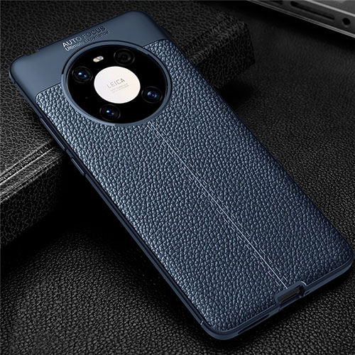 Soft Silicone Gel Leather Snap On Case Cover U01 for Huawei Mate 40E 5G Blue
