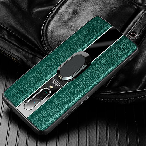 Soft Silicone Gel Leather Snap On Case Cover with Magnetic Finger Ring Stand S04 for Xiaomi Redmi K30 4G Green