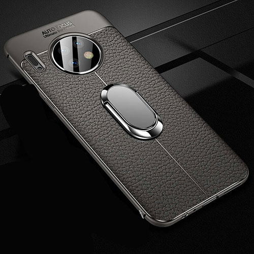 Soft Silicone Gel Leather Snap On Case Cover with Magnetic Finger Ring Stand Z02 for Huawei Mate 30 Pro 5G Gray