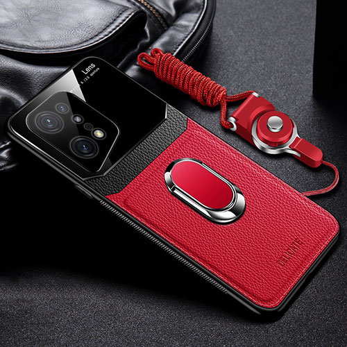 Soft Silicone Gel Leather Snap On Case Cover with Magnetic FL1 for Oppo Find X5 5G Red
