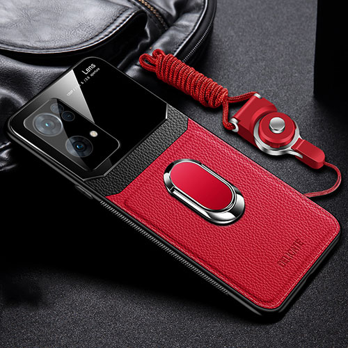 Soft Silicone Gel Leather Snap On Case Cover with Magnetic FL1 for Oppo Reno7 Pro 5G Red
