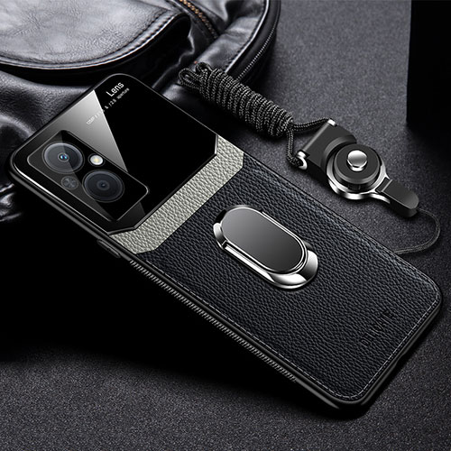 Soft Silicone Gel Leather Snap On Case Cover with Magnetic FL1 for Oppo Reno8 Lite 5G Black