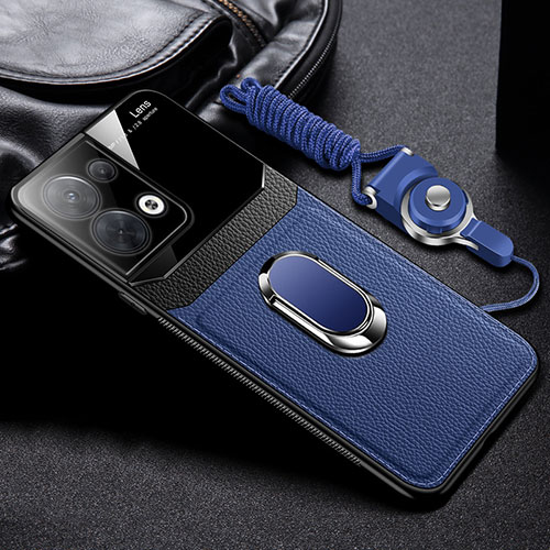 Soft Silicone Gel Leather Snap On Case Cover with Magnetic FL1 for Oppo Reno9 Pro+ Plus 5G Blue