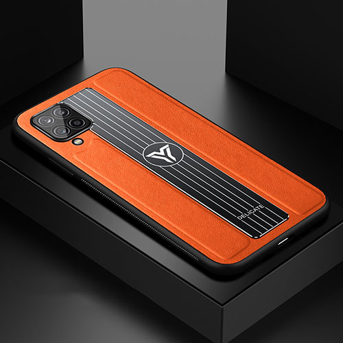 Soft Silicone Gel Leather Snap On Case Cover with Magnetic FL1 for Samsung Galaxy F12 Orange